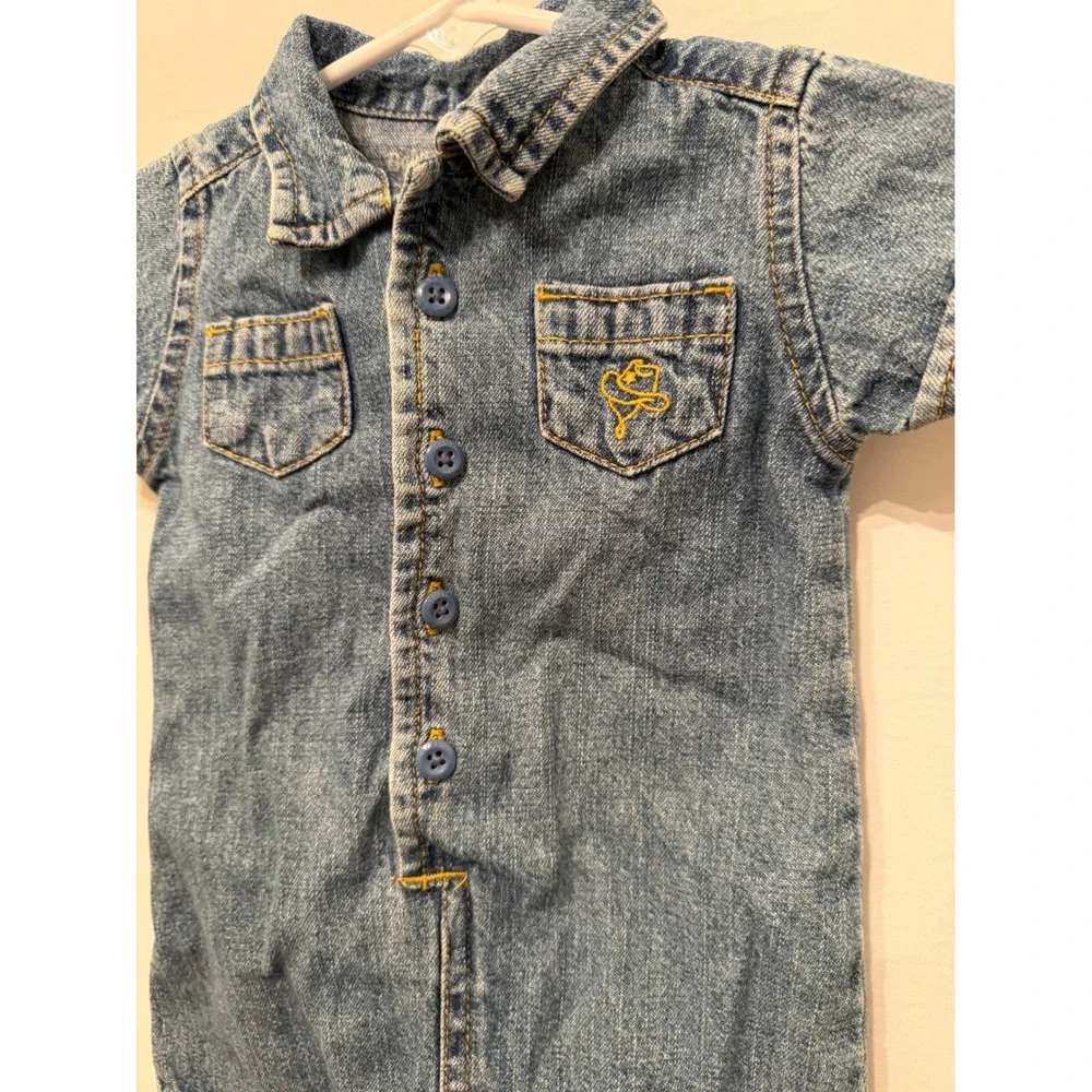 OshKosh B'gosh Denim Romper One Piece Classic Blue 3 Months